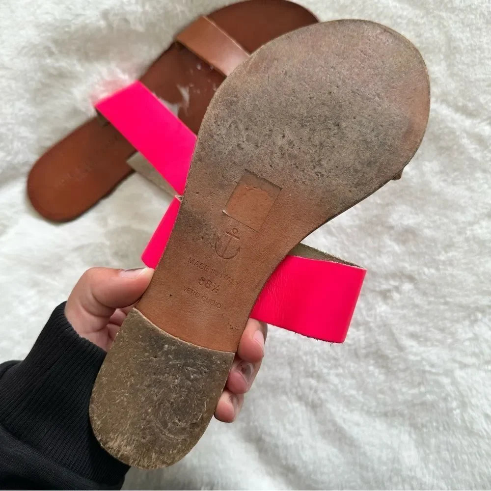 Joie A La Plage Sable Leather Slip On Sandals Pink Size 38.5